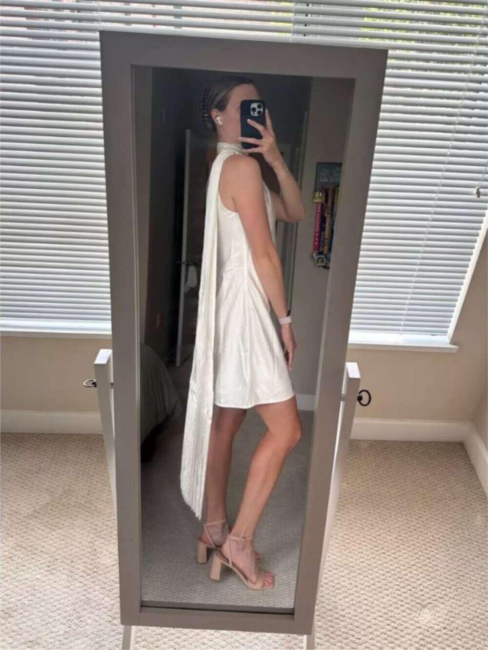 Abercrombie & Fitch Scarf Slip Mini Dress NWT Satin White Size Small - Picture 4 of 13